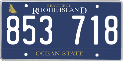 RI license plate 853718