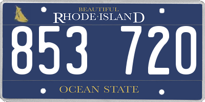 RI license plate 853720