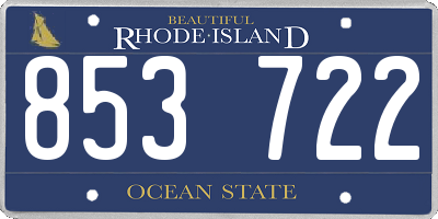RI license plate 853722