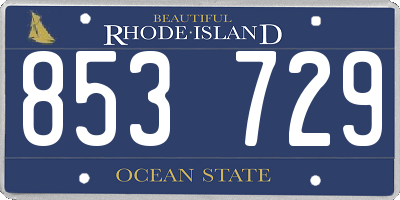 RI license plate 853729