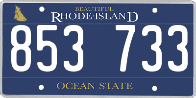 RI license plate 853733