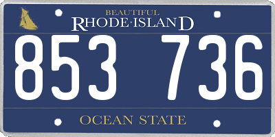 RI license plate 853736