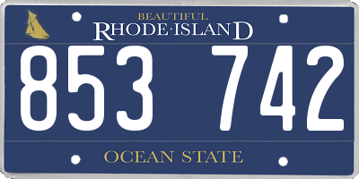 RI license plate 853742