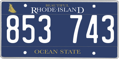RI license plate 853743