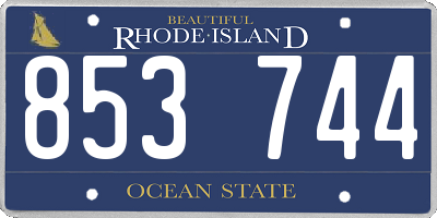 RI license plate 853744