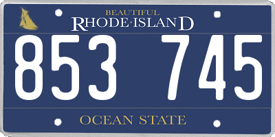 RI license plate 853745