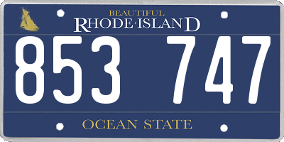 RI license plate 853747
