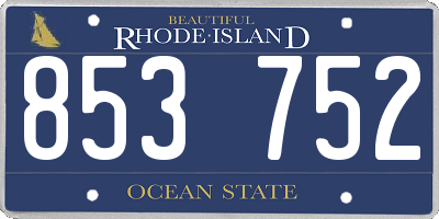 RI license plate 853752