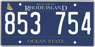 RI license plate 853754