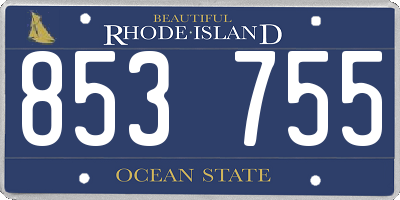 RI license plate 853755