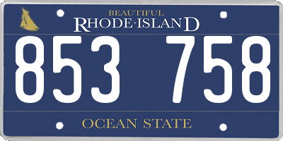 RI license plate 853758