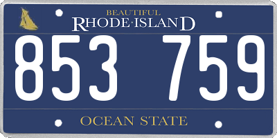 RI license plate 853759