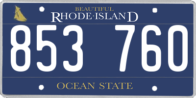RI license plate 853760