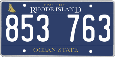 RI license plate 853763