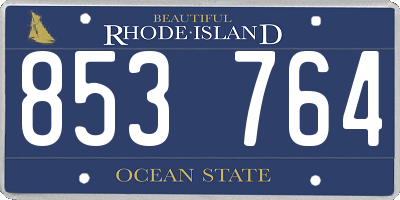 RI license plate 853764
