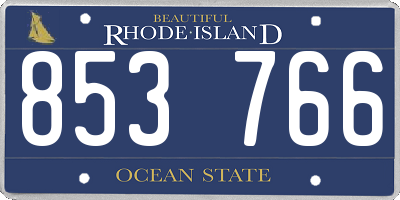 RI license plate 853766