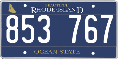 RI license plate 853767