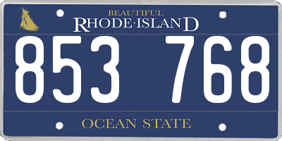 RI license plate 853768