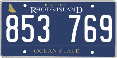 RI license plate 853769