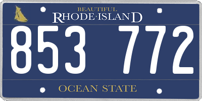 RI license plate 853772