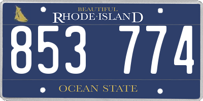 RI license plate 853774