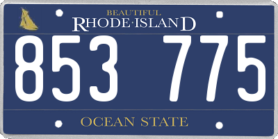 RI license plate 853775