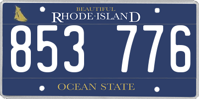 RI license plate 853776