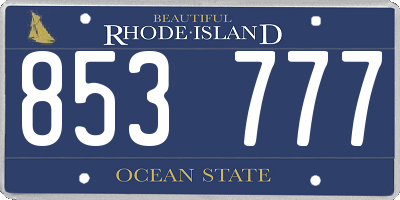 RI license plate 853777