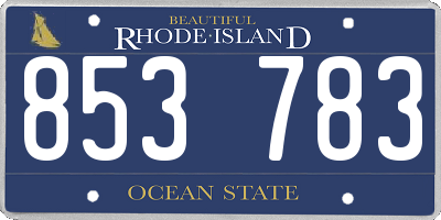 RI license plate 853783