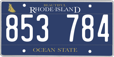 RI license plate 853784