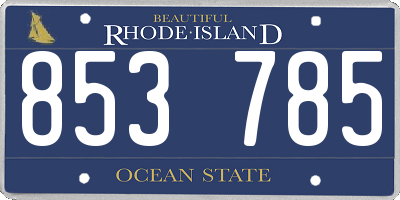 RI license plate 853785