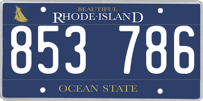 RI license plate 853786