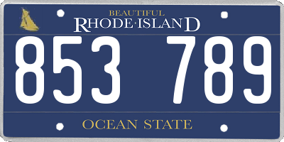 RI license plate 853789