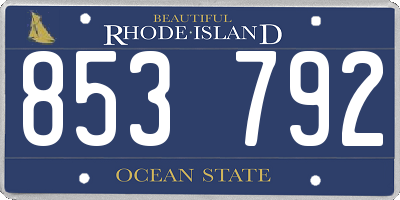 RI license plate 853792