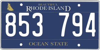 RI license plate 853794