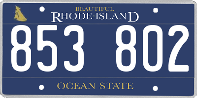 RI license plate 853802