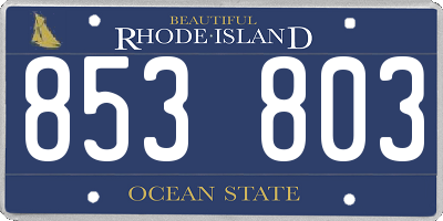RI license plate 853803
