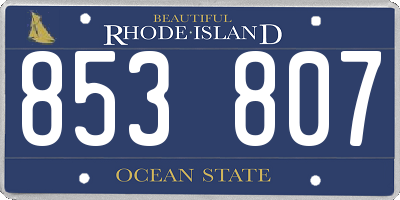 RI license plate 853807