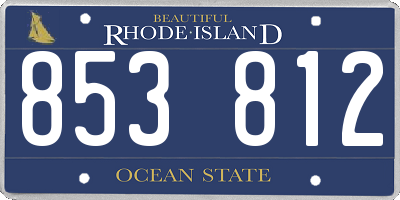 RI license plate 853812