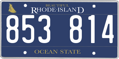 RI license plate 853814
