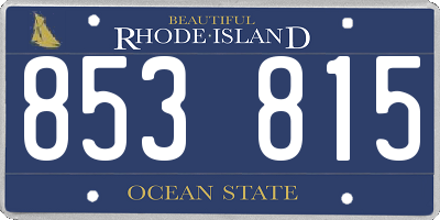 RI license plate 853815