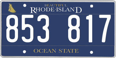RI license plate 853817