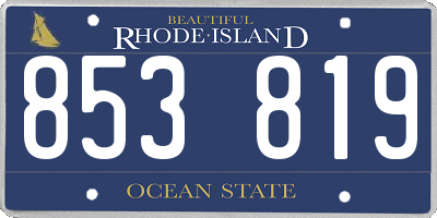 RI license plate 853819