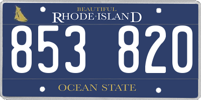 RI license plate 853820
