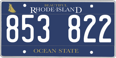 RI license plate 853822
