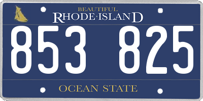 RI license plate 853825
