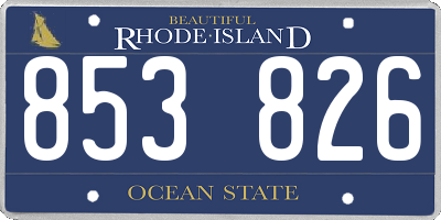 RI license plate 853826