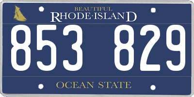 RI license plate 853829