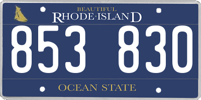 RI license plate 853830