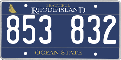 RI license plate 853832